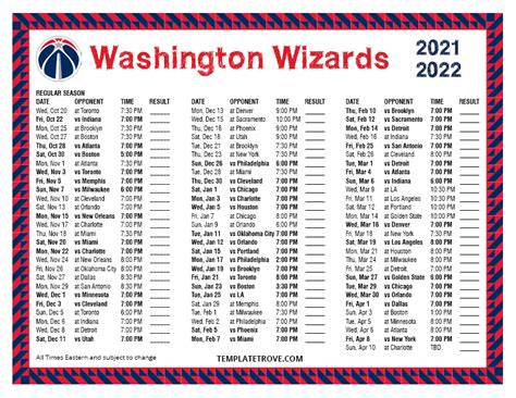 wizards games schedule